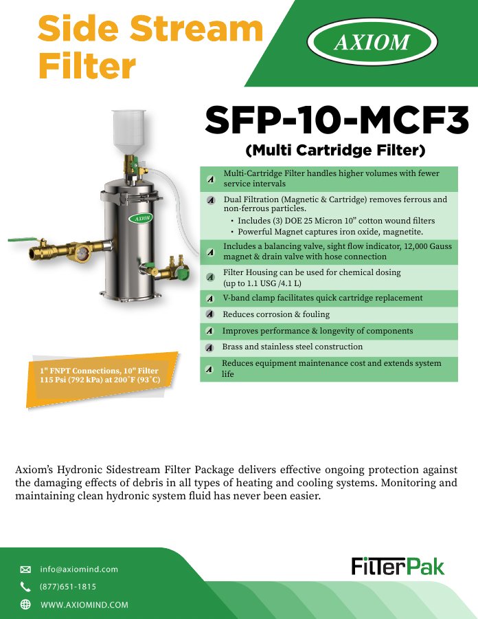 Axiom SFP-10-MCF3 Multi-Cartridge Magnetic Filter Pack brochure