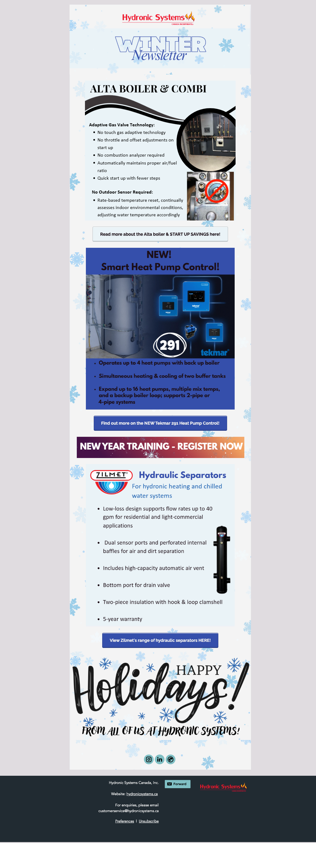 Winter Newsletter Update. Tis the Season to be in Hydronics!