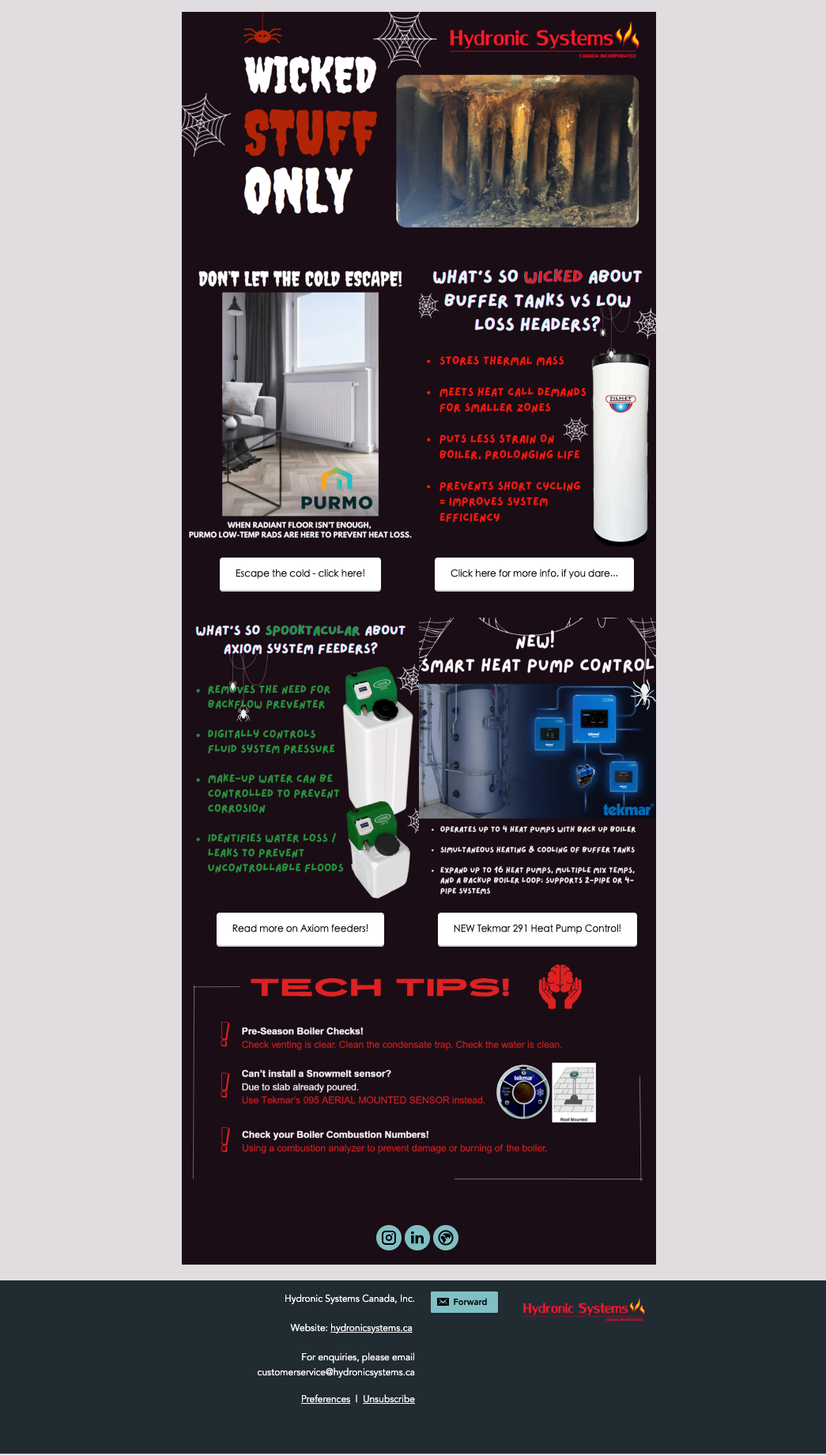 Newsletter Update. No Tricks Here, Just Spooktacular Hydronics Suggestions!