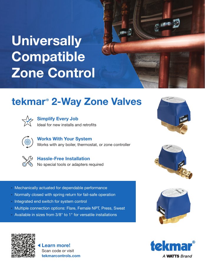 Tekmar two-way zone valves brochure